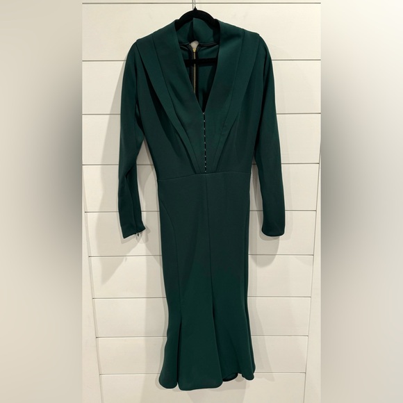 NWT Rhea Costa emerald green crepe midi dress